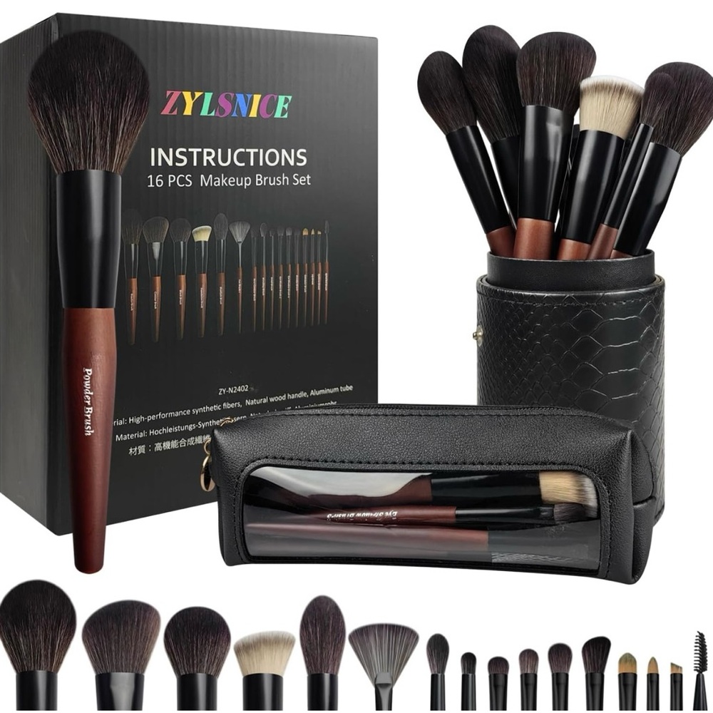 NIB! Makeup Brushes 16 Pcs Makeup Brush Set Professional, Wood Handle